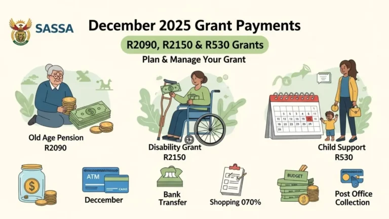 SASSA December 2025 Grants Schedule: Exact Dates for R2090, R530 & R2150 Payments