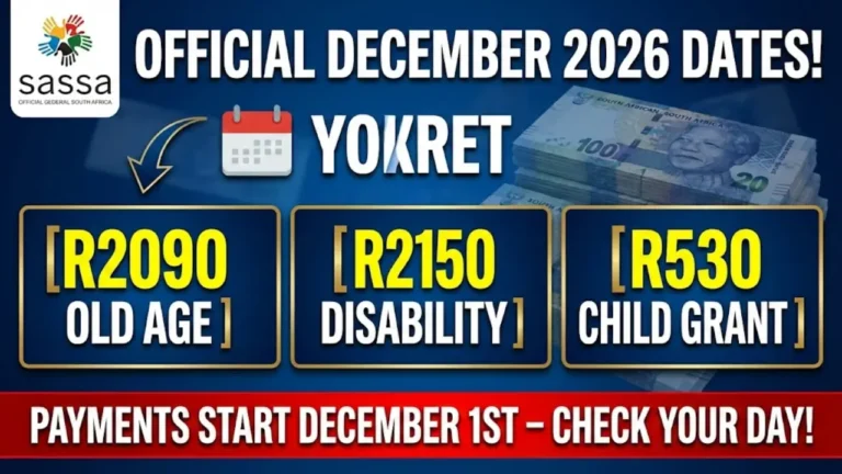 SASSA December 2026 Grants Schedule: Exact Dates for R2090, R530 & R2150 Payments