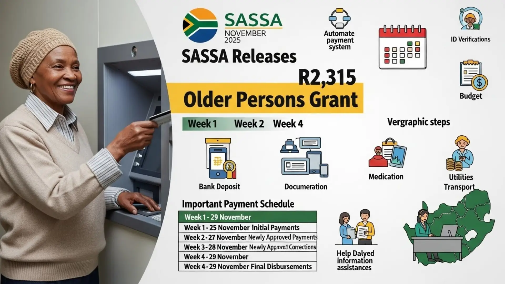 SASSA Releases R2,315 Pension Grant This Week: Full November 2025 Schedule