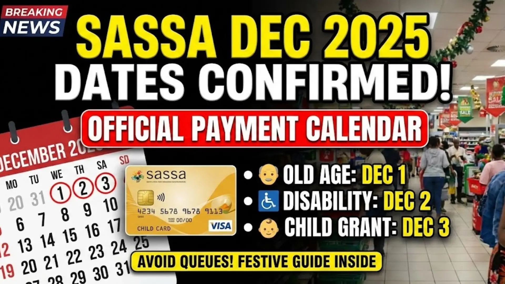 SASSA Confirms December 2025 Payment Calendar Complete Guide for All Beneficiaries