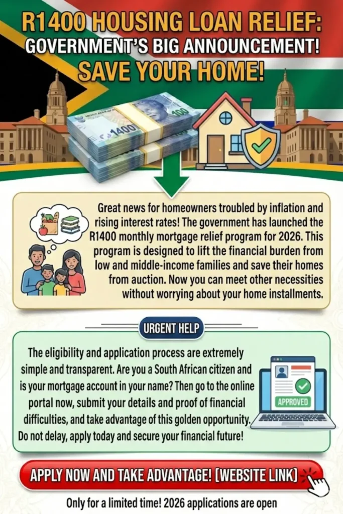 South Africa Launches R1400 Mortgage Relief 2026 to Support Struggling Homeowners