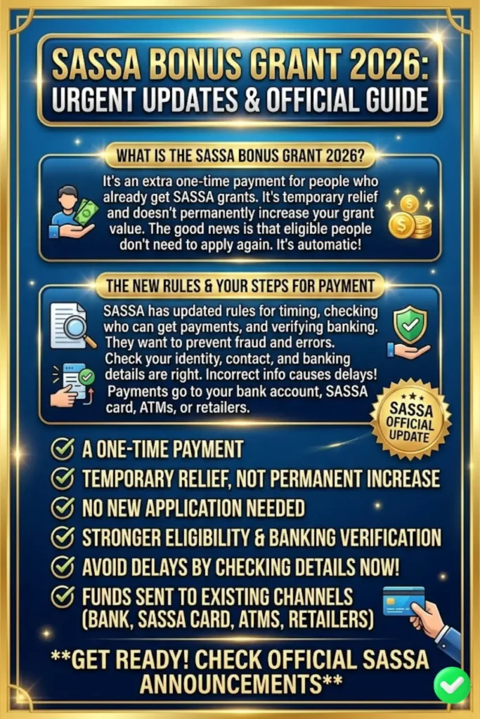 SASSA Bonus Grant 2026 Updated Rules, Payment Schedule, and Eligibility Guide