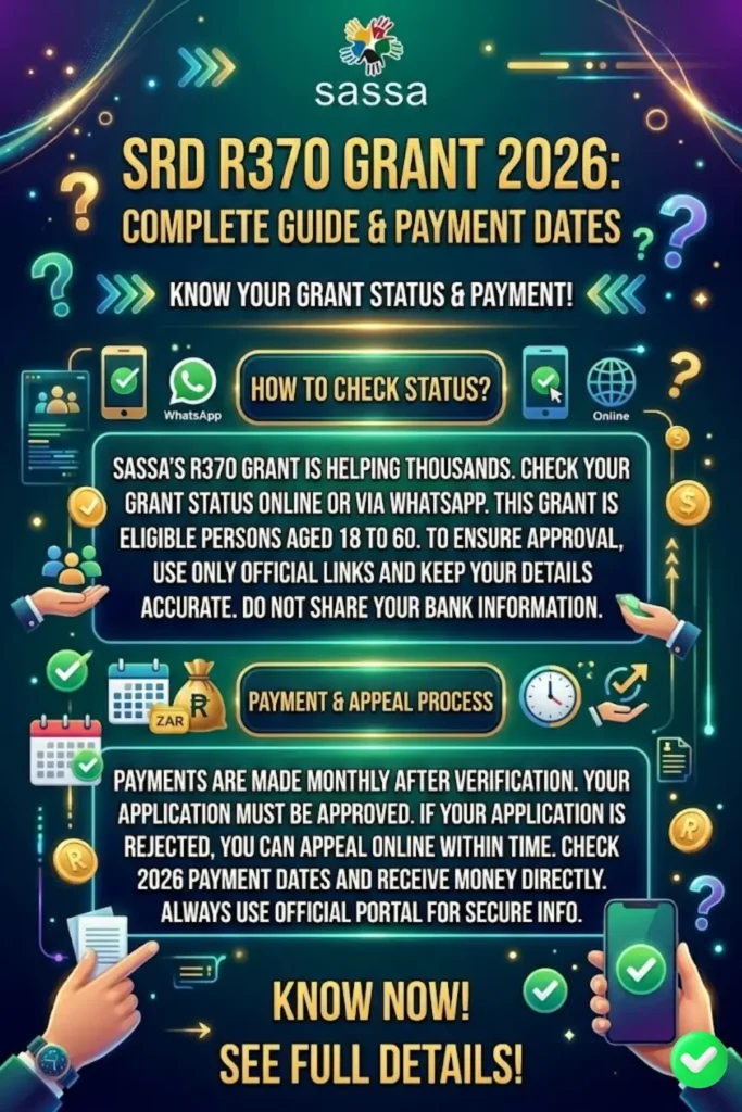 SASSA Status Check and SRD R370 Payment Dates 2026 Guide